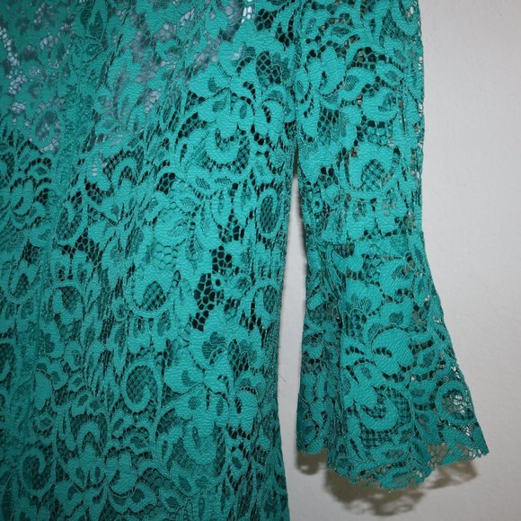ZARA green lace flower Pattern lined dress XS - Picture 11 of 12